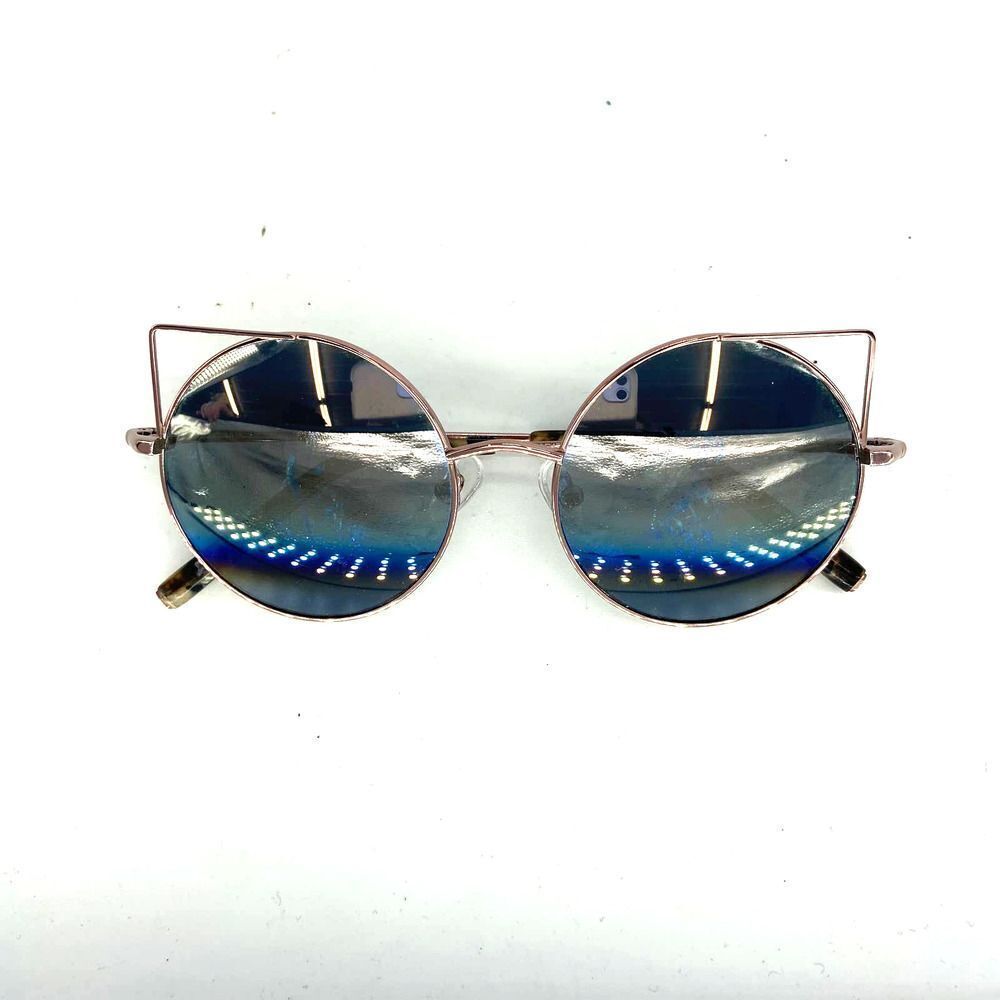 Matthew Williamson Round Mirrored Winged Cat Eye Rose Gold Tone Sunglasses